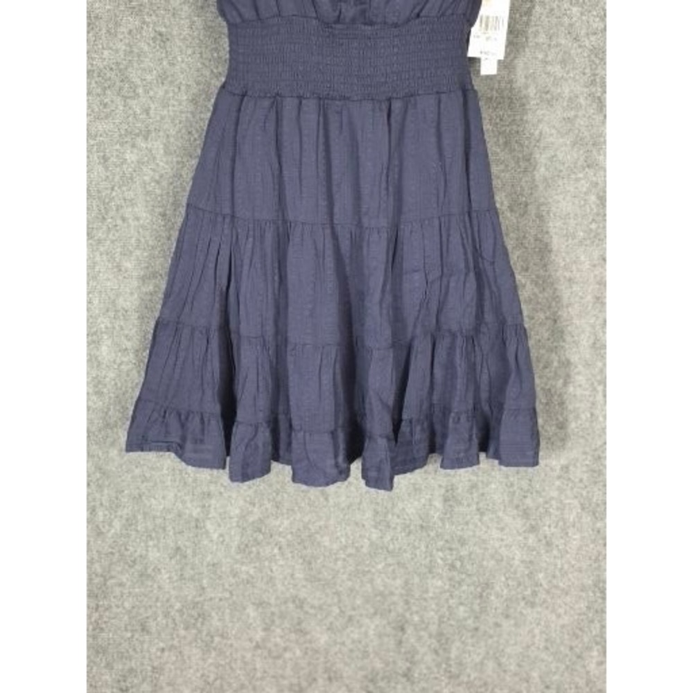 Xtraordinary Navy Blue Off Shoulder Smocked Mini Dress Womens Medium Tiered Cute - Picture 9 of 14